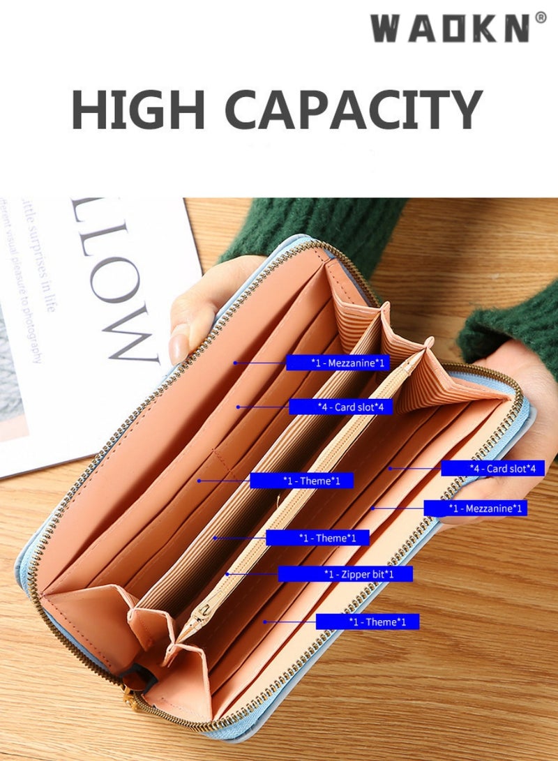 WAOKN Trendy Women's Long Zipper Hand Clutch Multi-functional Versatile Large Capacity Wallet Capable of Holding Mobile Phones, New Style - Image 3
