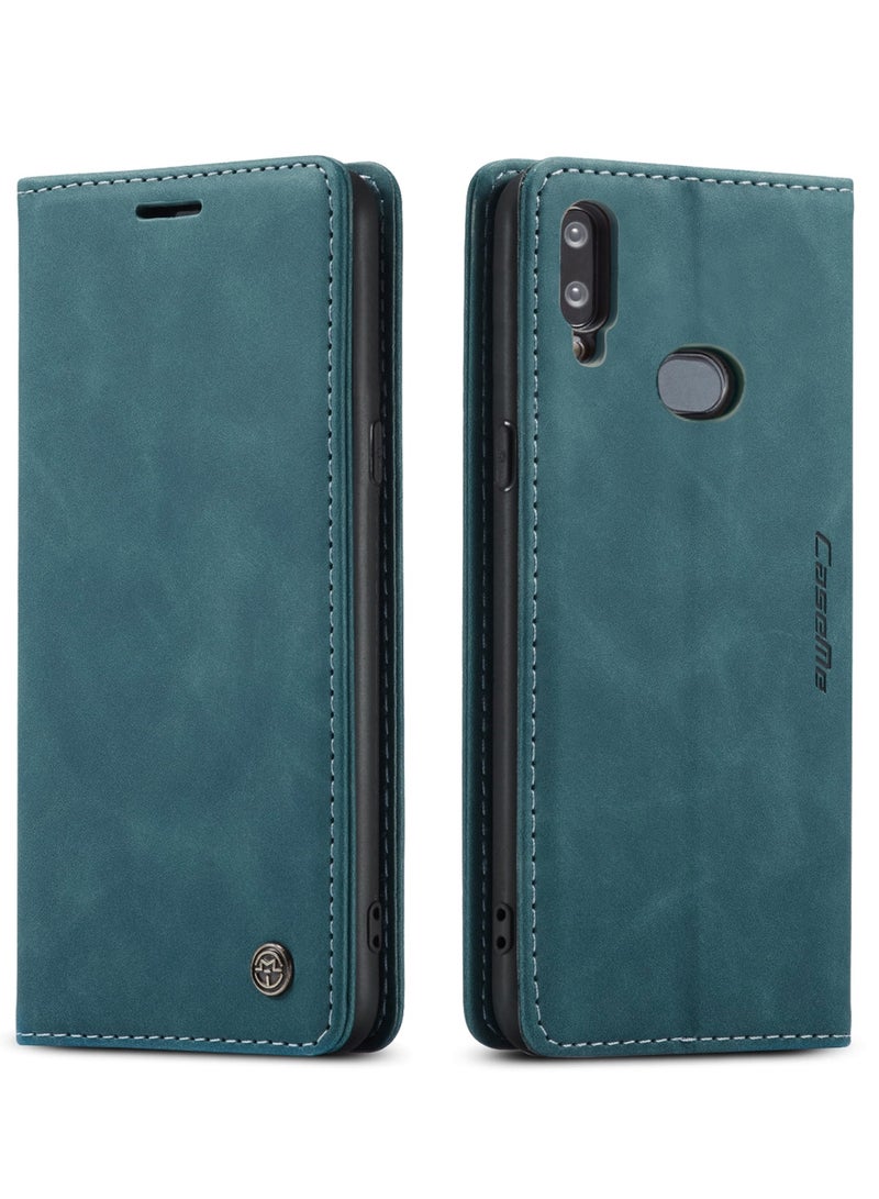 CaseMe Samsung Galaxy A10S/M01S Case Wallet Case Book Folding Flip Folio Case with Magnetic Kickstand Card Slots Protective Cover - Green - Image 1