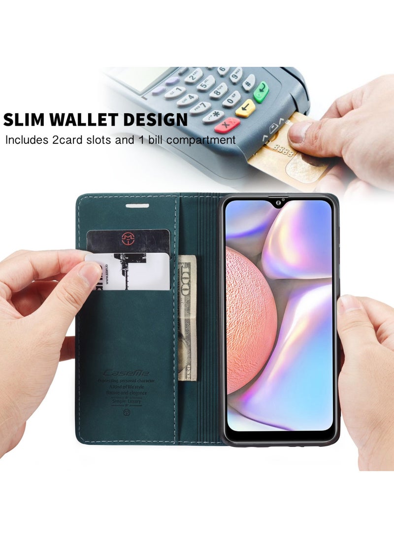 CaseMe Samsung Galaxy A10S/M01S Case Wallet Case Book Folding Flip Folio Case with Magnetic Kickstand Card Slots Protective Cover - Green - Image 4