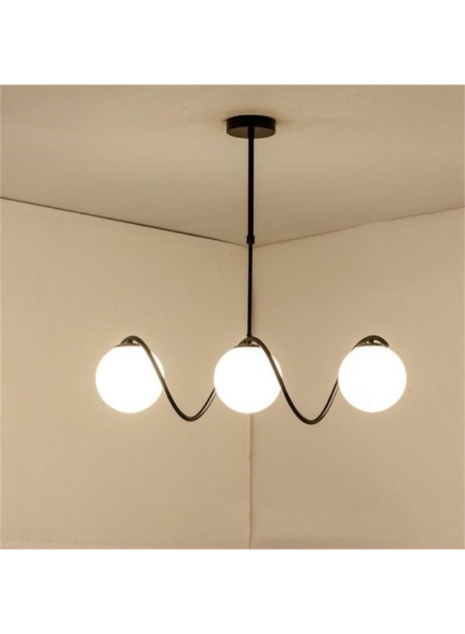 Cluc Black turned Globo di vetro Chandelier - 3 globes - Image 1