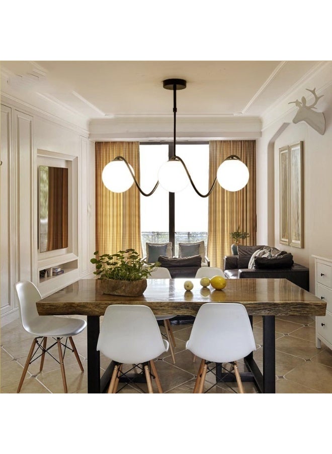 Cluc Black turned Globo di vetro Chandelier - 3 globes - Image 2