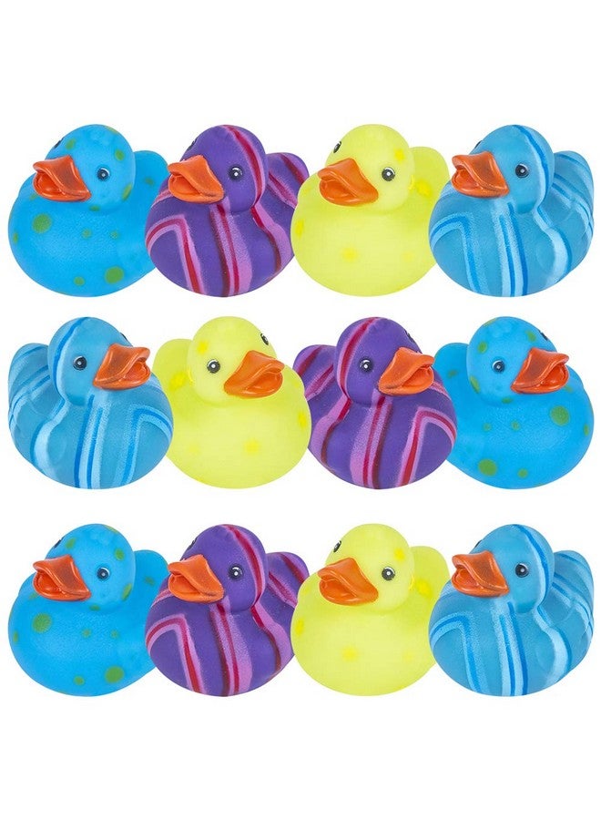 ArtCreativity Multicolored Pattern Rubber Duckies for Kids, Pack of 12 Cute Duck Bath Tub Pool Toys, Fun Carnival Supplies, Birthday Party Favors for Boys and Girls - Image 1