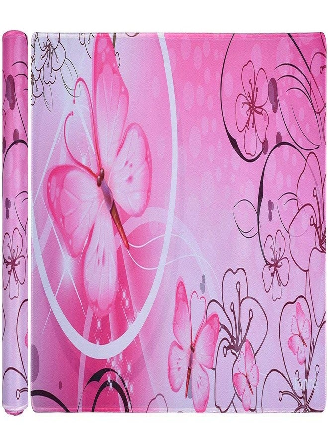 iKammo Large XXL Mat Gaming Mouse Pad Extended Full Desk Pad Pink Cute Mouse Pad with Waterproof Surface-Optimized Gaming Surface,Non-Slip Rubber Base Sticthed Edge Mousepad (35"x15.55"x0.08")-Pink Butterfly - Image 1