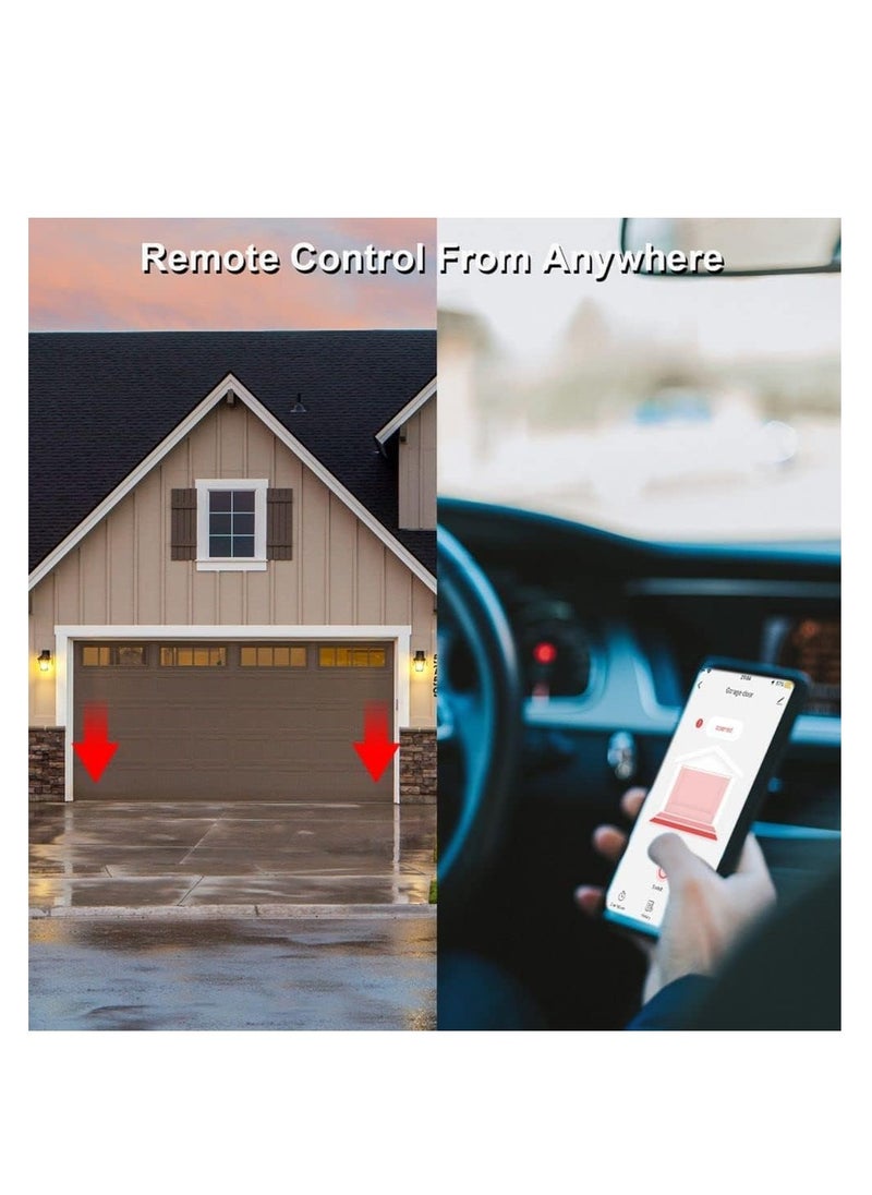 WiFi smart garage door opener, hub-free, compatible with Alexa, Google Home, and Smart Life.