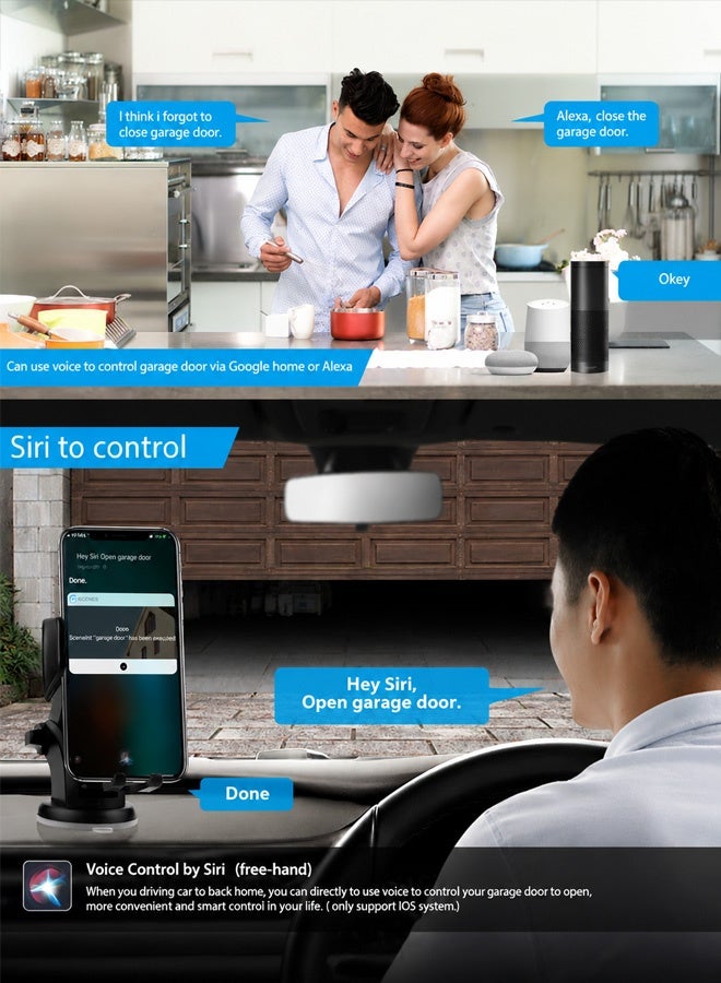 NOAEOU WiFi smart garage door opener, hub-free, compatible with Alex, Gogle Home, and Smart Life. - Image 4