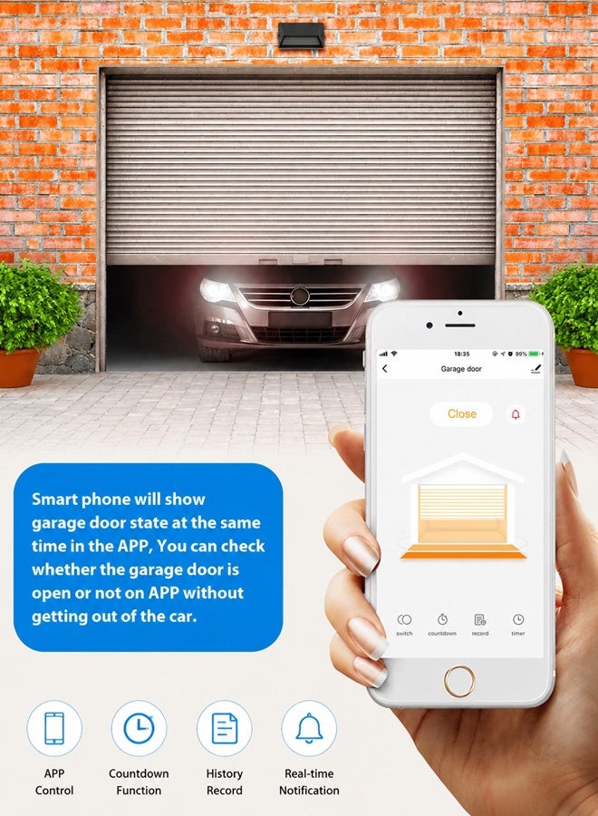 NOAEOU WiFi smart garage door opener, hub-free, compatible with Alex, Gogle Home, and Smart Life. - Image 5