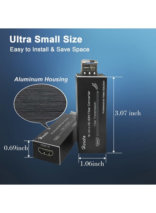 Hereta 4K HDMI Fiber Extender with SFP Module (LC Port) Mini Fiber Optical Transceiver Over Single Mode Optical Fiber Uncompressed No Losses No Latency Transmitting Video Data Rate up to 10.3Gbps - Image 3