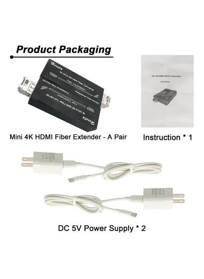 Hereta 4K HDMI Fiber Extender with SFP Module (LC Port) Mini Fiber Optical Transceiver Over Single Mode Optical Fiber Uncompressed No Losses No Latency Transmitting Video Data Rate up to 10.3Gbps - Image 5