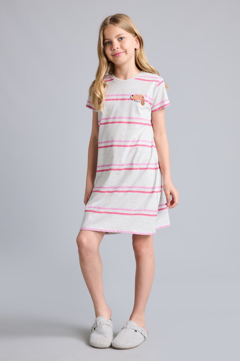 DeFacto Grey Girl Printed Short Sleeve Dress Casual - Image 2