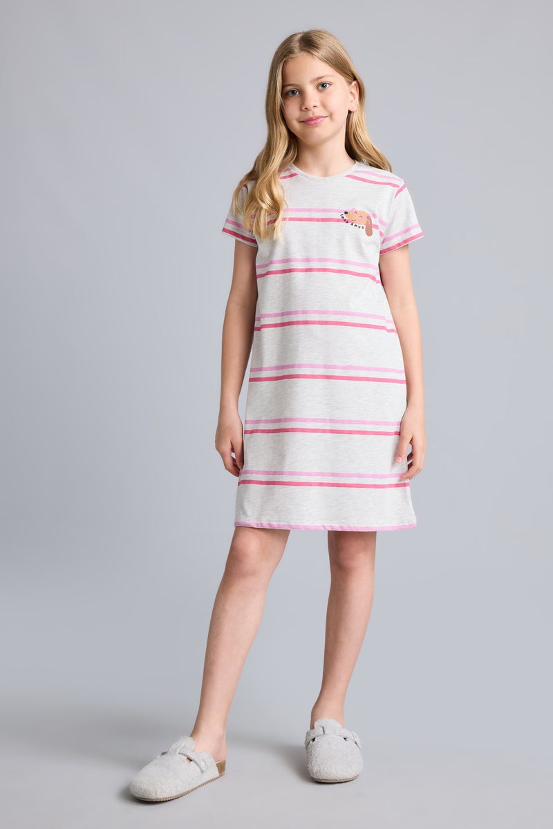 DeFacto Grey Girl Printed Short Sleeve Dress Casual - Image 1