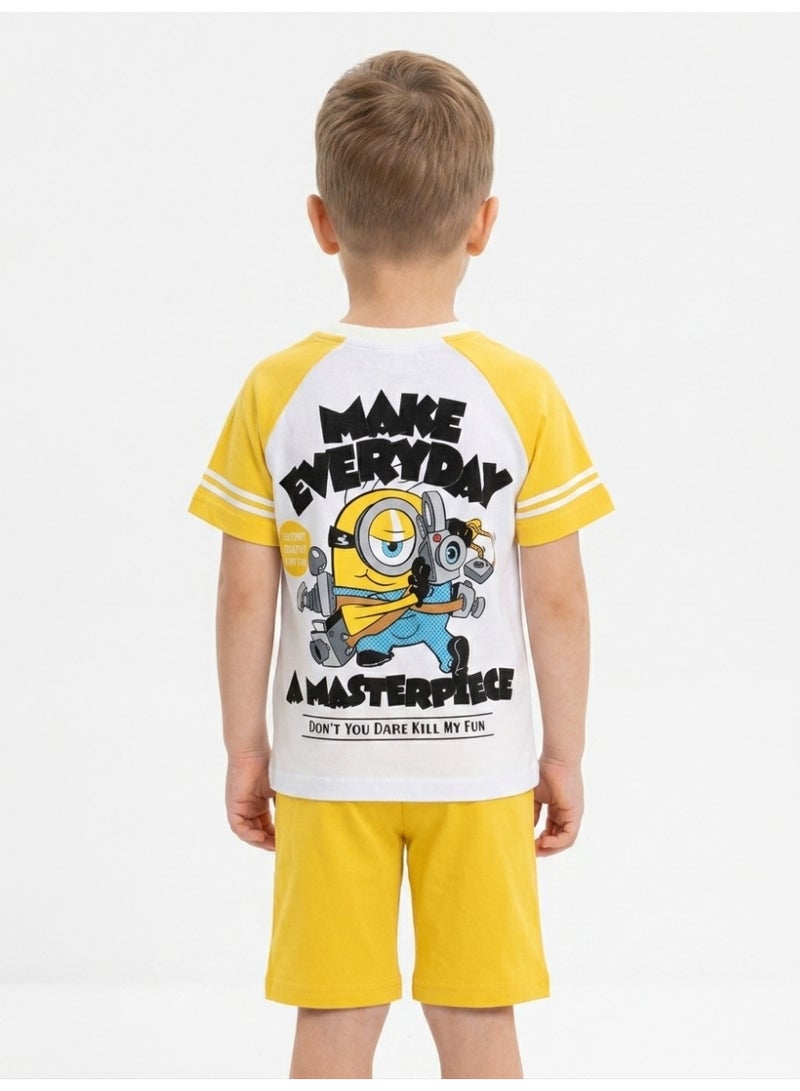 Minions Toddler Boys' T-Shirt & Short Set - White & Yellow - Image 3