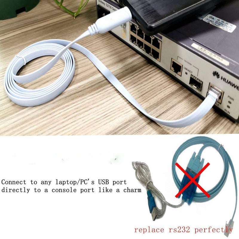 ETZIN كابل USB إلى كابل وحدة تحكم RJ45 مع شريحة FTDI متوافق مع أجهزة التوجيه / المفاتيح لأجهزة الكمبيوتر المحمولة في ويندوز سماوي، 1.8م EPL-869C (عبوة من 5) - Image 4