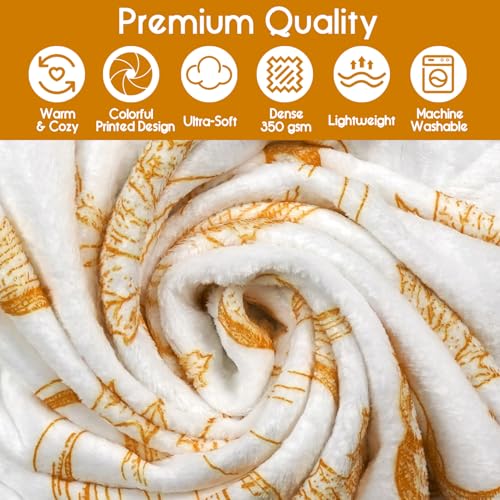 Yiyhuxf Fall Thanksgiving Blankets,Orange Pumpkin Maple Leaves Farmhouse Blanket Throw,Thanksgiving Fall Flannel Fleece Throw Blanket for Home Living Room Couch Bed Chair or Dorm Decor 60"x50" - Image 5