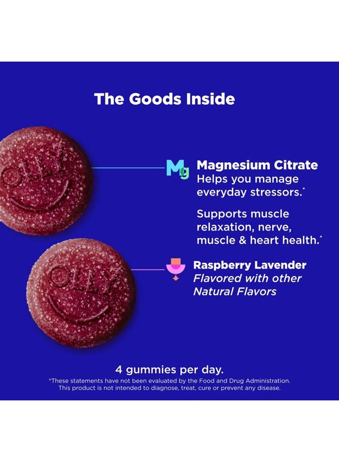 OLLY Relaxing Magnesium Gummies, Supports Muscle Relaxation*, Magnesium Citrate, Raspberry Lavender Flavor, 15 Day Supply - 60 Count - Image 2