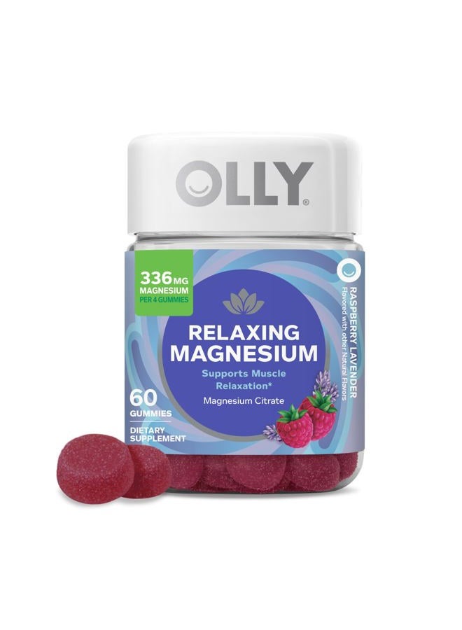 OLLY Relaxing Magnesium Gummies, Supports Muscle Relaxation*, Magnesium Citrate, Raspberry Lavender Flavor, 15 Day Supply - 60 Count - Image 1