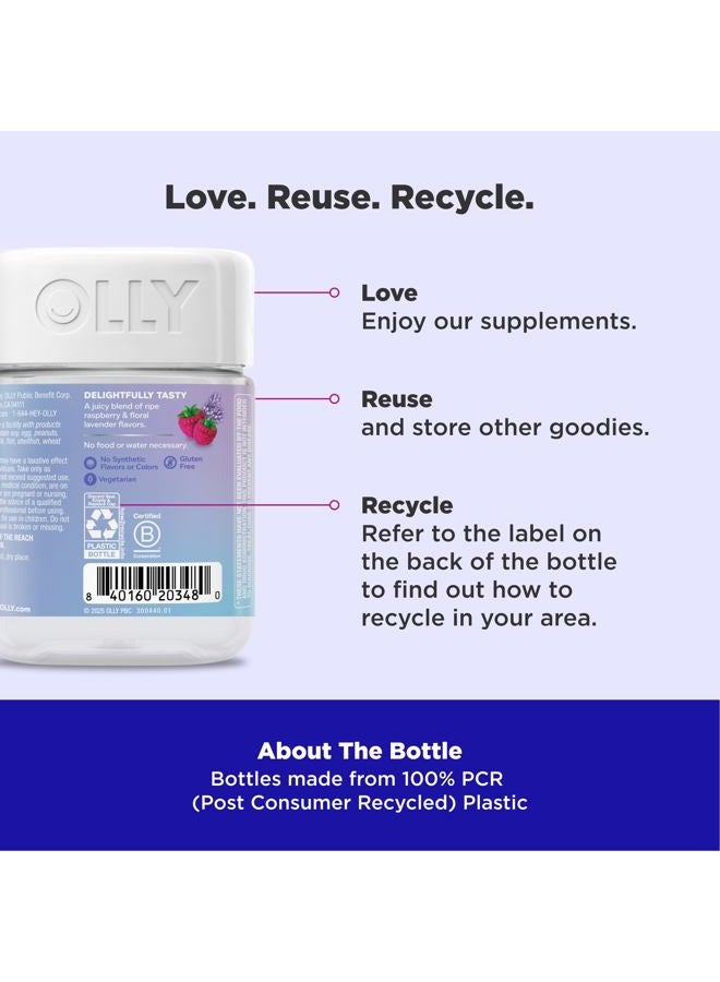 OLLY Relaxing Magnesium Gummies, Supports Muscle Relaxation*, Magnesium Citrate, Raspberry Lavender Flavor, 15 Day Supply - 60 Count - Image 4