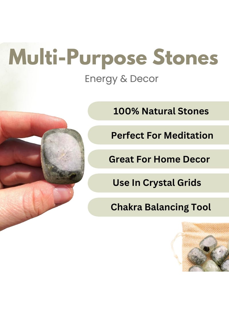 Plus Value Plus Value Prehnite Tumbled Pebbles Crystal Stone Reiki Healing Aura Chakra 50grams Jute Bag  - Image 3