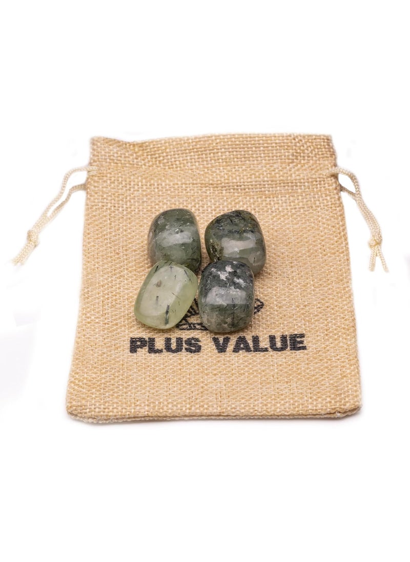Plus Value Plus Value Prehnite Tumbled Pebbles Crystal Stone Reiki Healing Aura Chakra 50grams Jute Bag  - Image 1