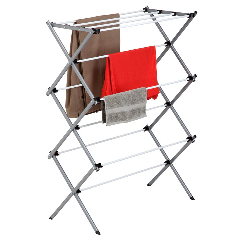 HoneyCanDo Deluxe Metal Collapsible Clothes Drying Rack 50 lbs 29 x 142 x 421 White  Grey