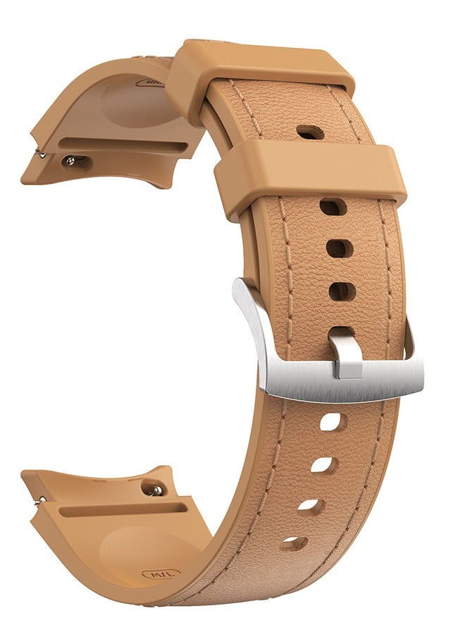 نو Leather Band Compatible With Samsung Galaxy Watch 7 6 5 4 Fe 40mm 44mm Bands, 20mm No Gap Soft Strap Watch 6 Classic 43mm 47mm 5 Pro 45mm 4 Classic 42mm 46mm For Men Women - Image 2
