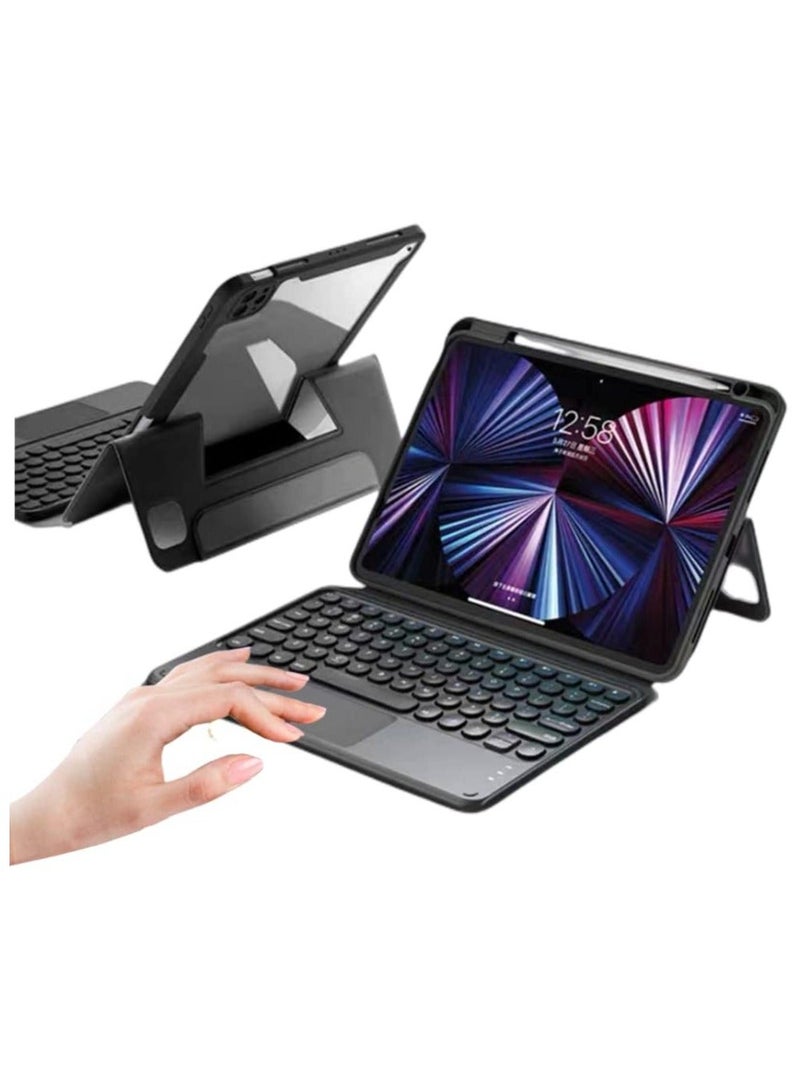 Arabic and English Keyboard Case for iPad Air 5th 4th Gen, Pro 11 with Touchpad - Pencil Holder Detachable Magnet Trackpad - Image 1