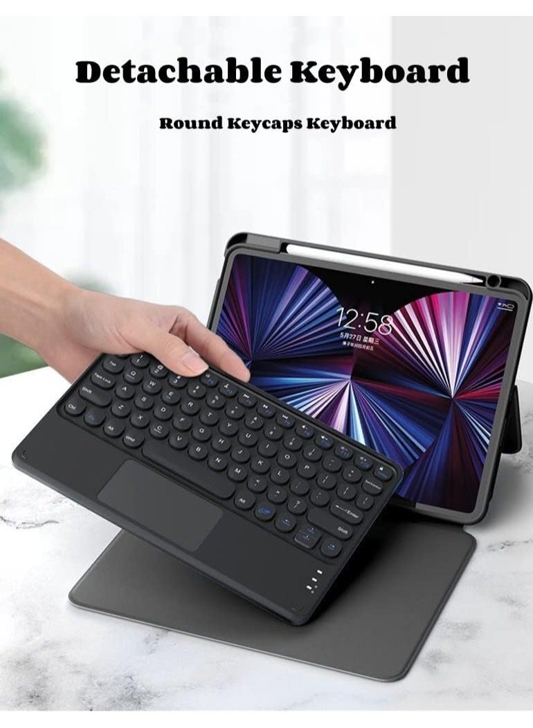 Arabic and English Keyboard Case for iPad Air 5th 4th Gen, Pro 11 with Touchpad - Pencil Holder Detachable Magnet Trackpad - Image 4