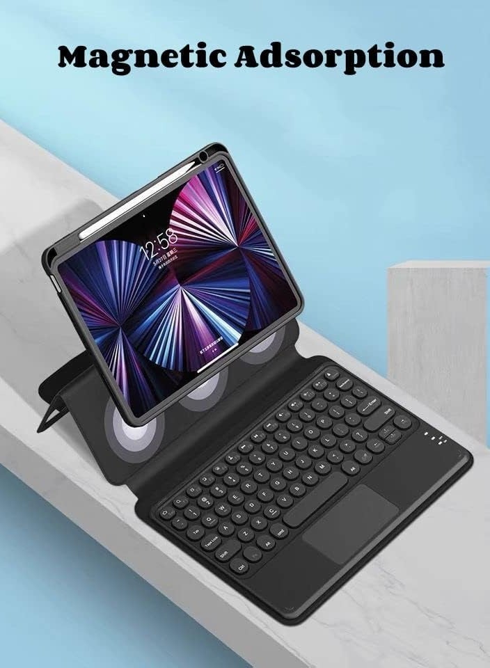 Arabic and English Keyboard Case for iPad Air 5th 4th Gen, Pro 11 with Touchpad - Pencil Holder Detachable Magnet Trackpad - Image 2