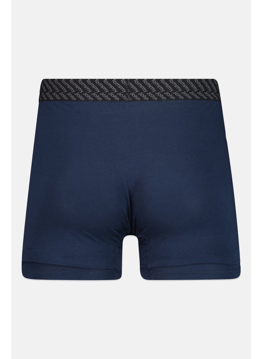 Tommy John - Men 2 Pieces 8 Inseam Brand Logo Boxer Beirfs, Navy/Grey - Image 1