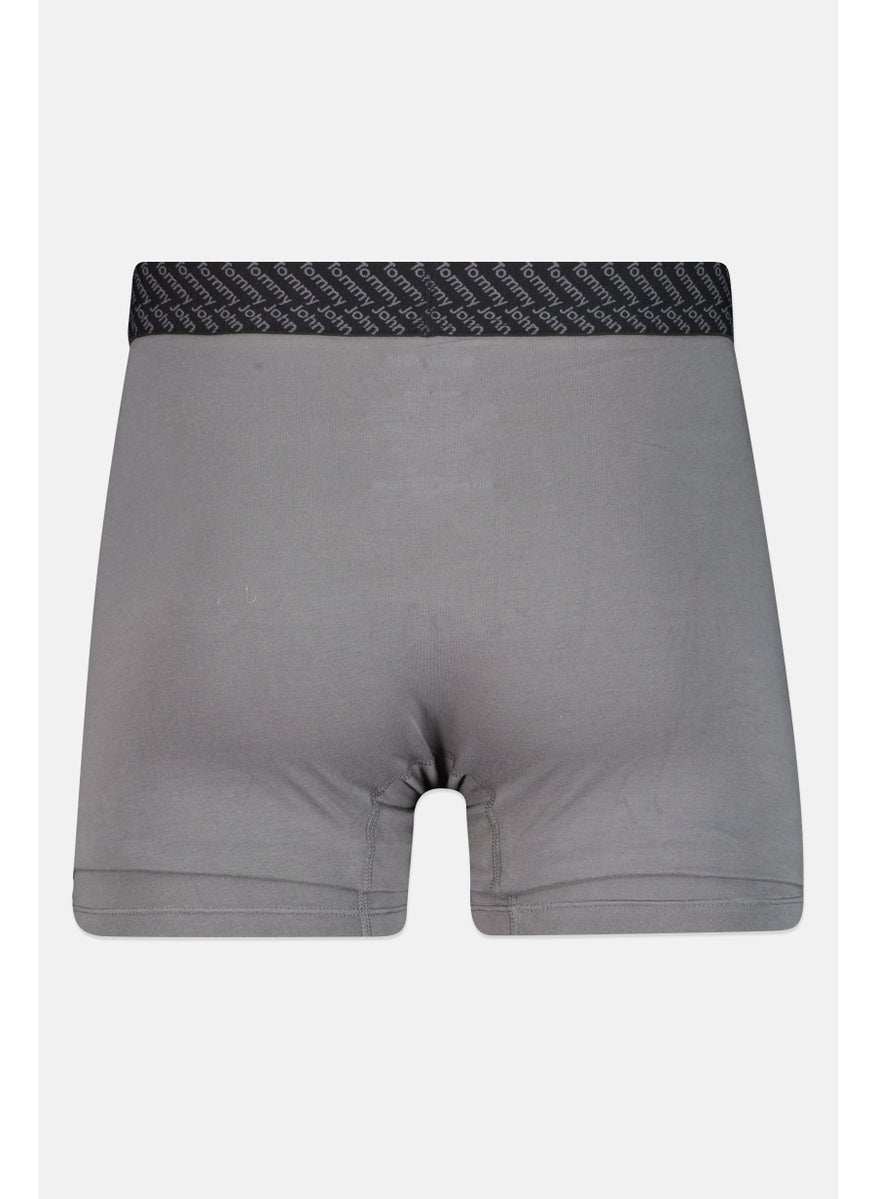 Tommy John - Men 2 Pieces 8 Inseam Brand Logo Boxer Beirfs, Navy/Grey - Image 1
