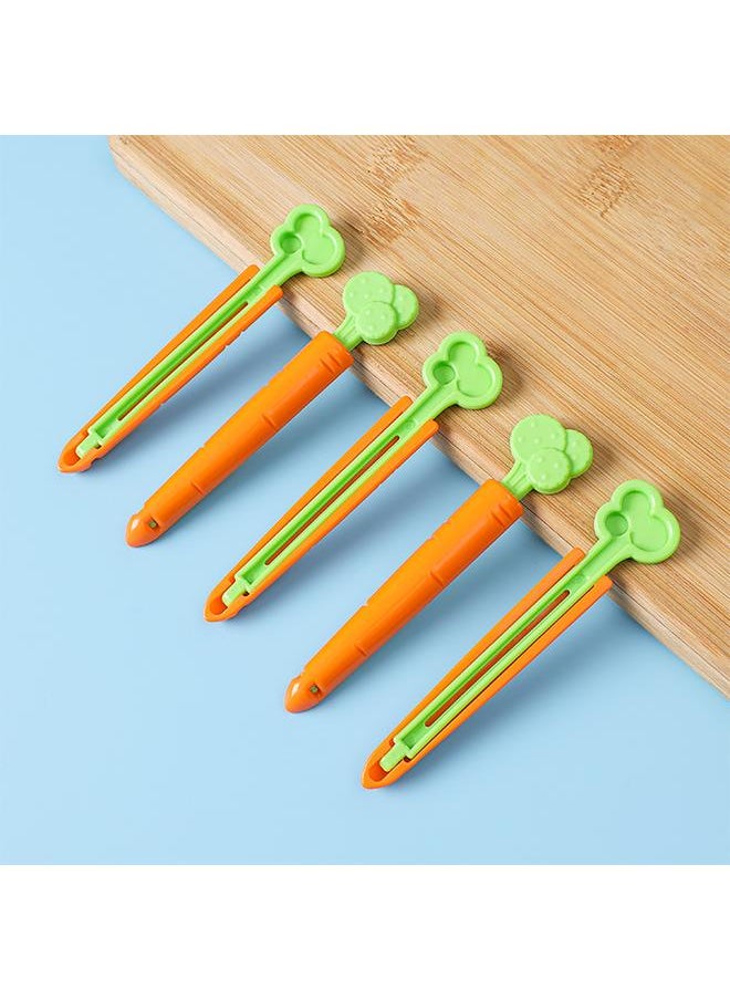 Thoraya 5Pcs Food Sealing Clamp Carrot Shape Reusable Reliable Snack Bag Clips with Magnet Storage Box for Kitchen Home  - Image 5