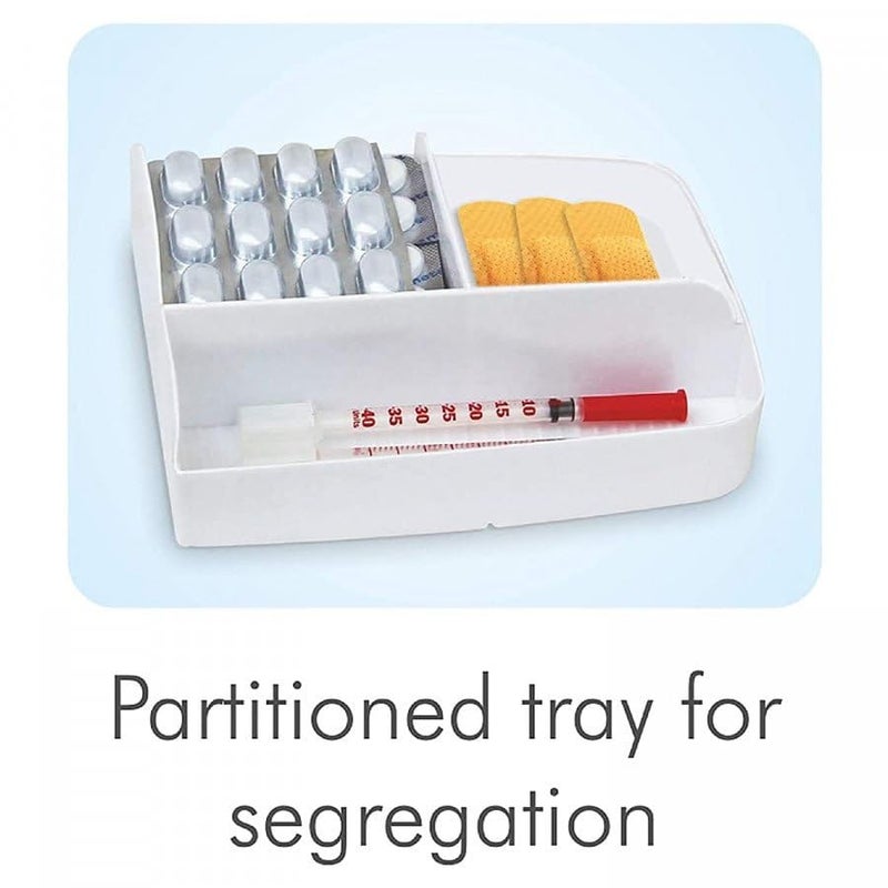 HNO-SALES صندوق طبي HNO-SALES، قطعة واحدة، أبيض | صندوق طبي طارئ | صندوق تخزين الأدوية | منظم خزانة الطوارئ | صندوق طبي مع صينية قابلة للفصل | منظم الأدوية | استخدام طبي داخلي وخارجي - Image 5