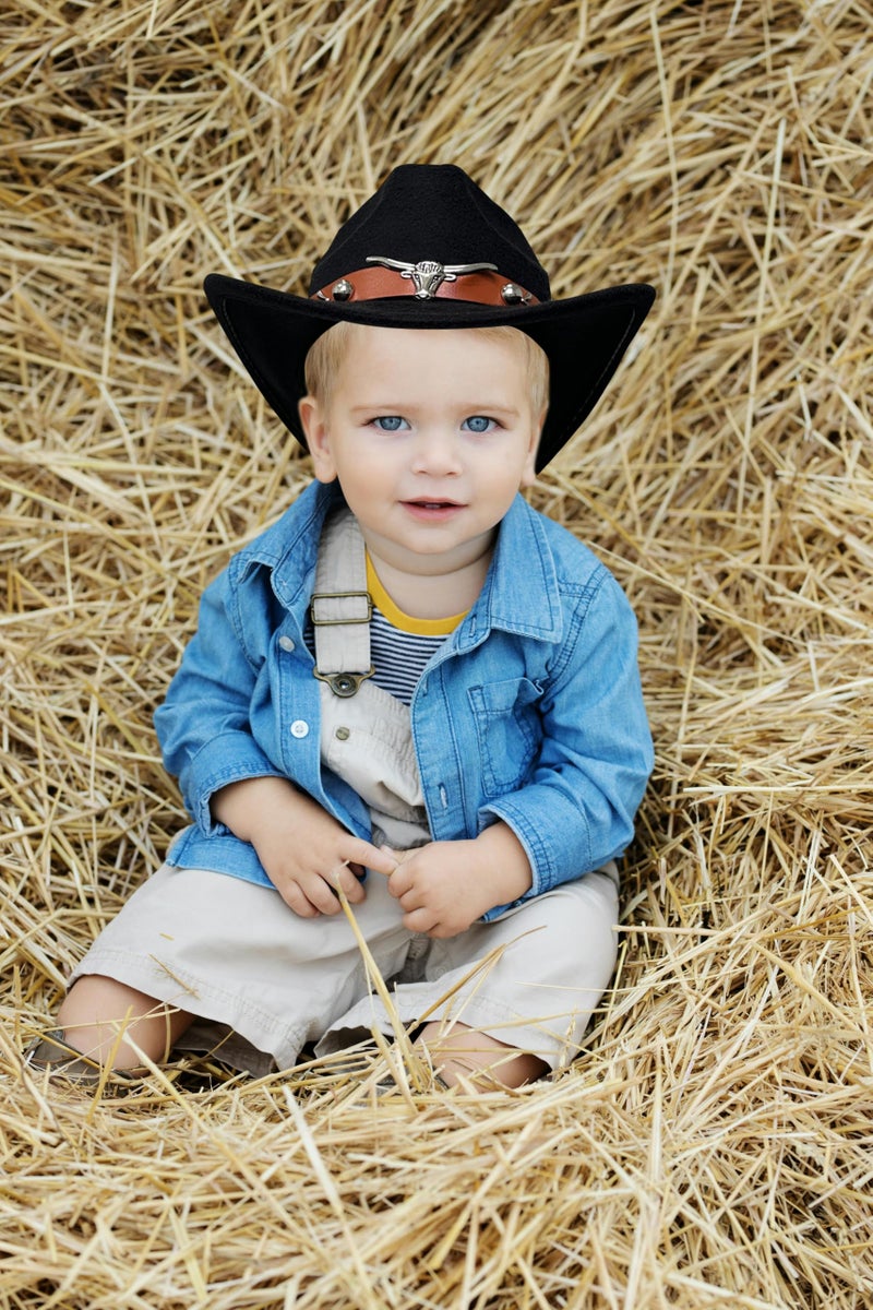 JOYEBUY Western Cowboy Hat for Kids Boys Girl Classic Roll Up Fedora Hat with Buckle Belt (US, Age, 6 Years, 10 Years, Coffee) - Image 5