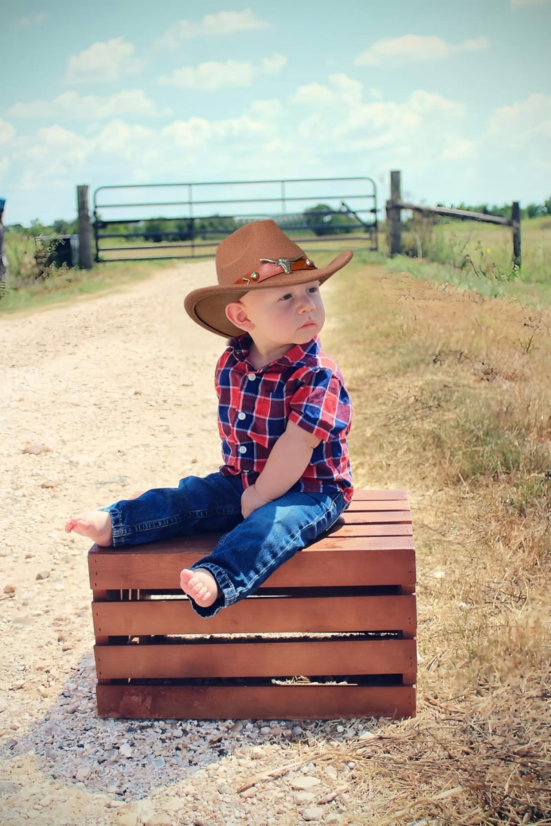 JOYEBUY Western Cowboy Hat for Kids Boys Girl Classic Roll Up Fedora Hat with Buckle Belt (US, Age, 6 Years, 10 Years, Coffee) - Image 4