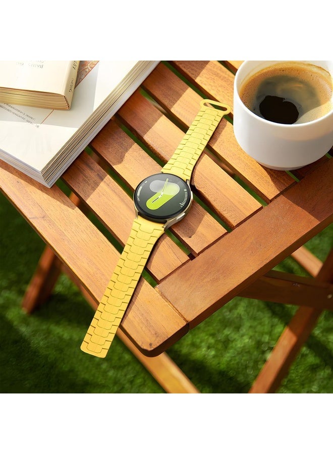 BURAQ For Samsung Galaxy Watch 7 / 6 / 5 Magnetic Silicone Watch Band(Yellow) - Image 5