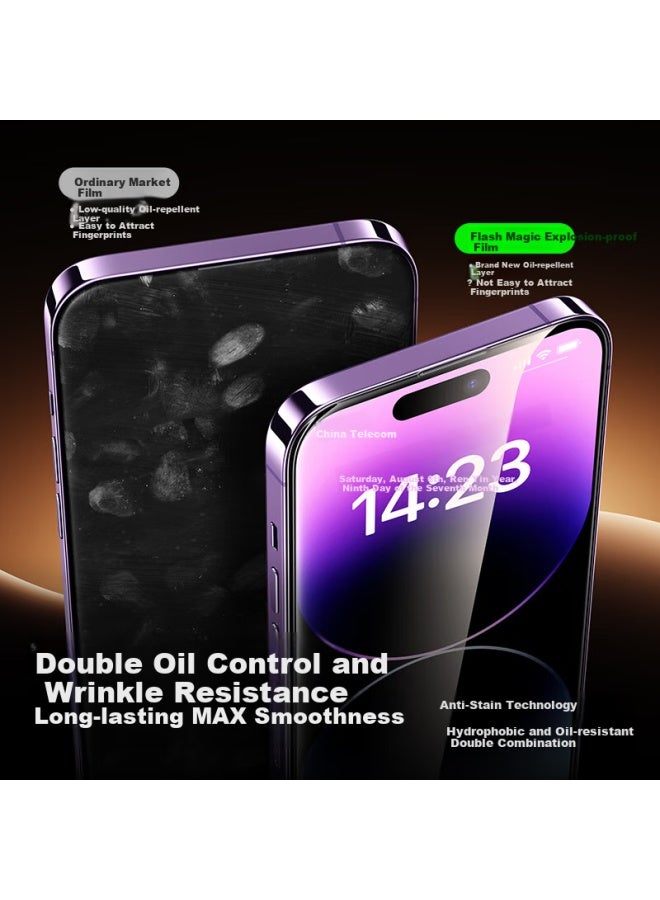 SmartDevil حماية شاشة زجاجية مقسّاة سمارت ديفيل لجهاز آيفون 14 برو ماكس، عالية الدقة، مضادة للكسر، مضادة للسقوط، مضادة لبصمات الأصابع، لمسة سلسة، مقاومة للغبار، عبوة 2 - Image 2