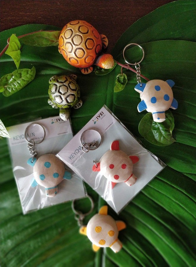 IVEI Wooden Turtle Keychain - Turtle Shaped Key Ring for Home, Vehicles & Office - Red, Blue, Yellow Color Key Chain - Hand Made Key Chains - Excellent Gift for Homes, Birthdays etc (Set of 3) - Image 5