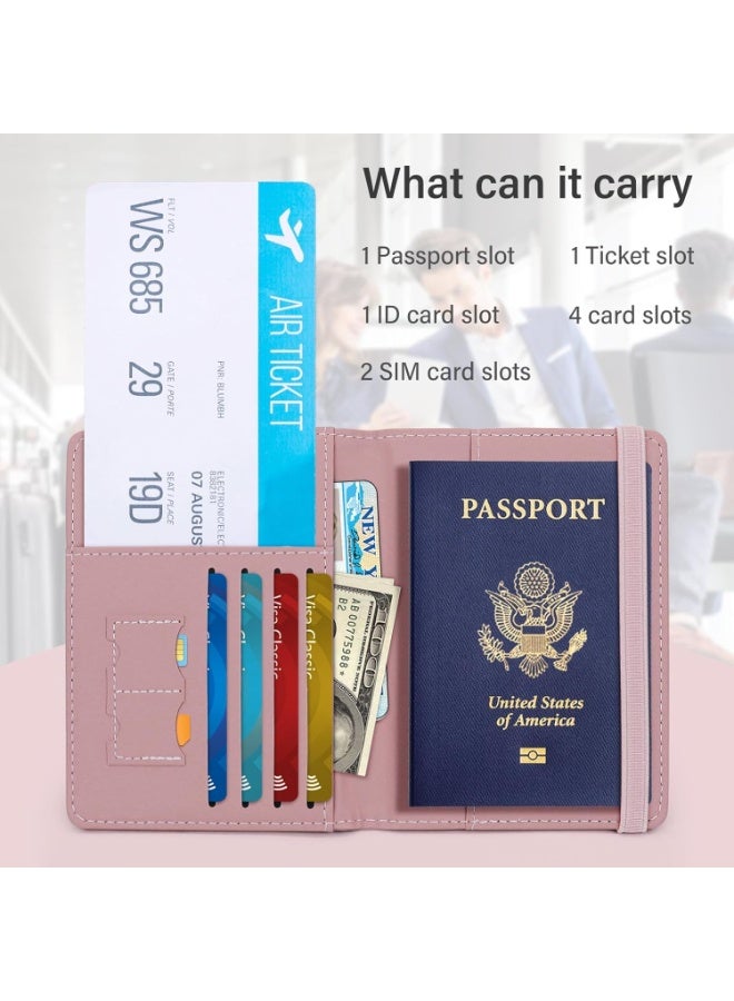 SYOSI PU Passport Holder, RFID Passport Wallet, Multi-Slot Travel Wallet with SIM Card Storage and Adjustable Strap, Lightweight Document Organizer for International Travel and Business Trips (Black) - Image 3