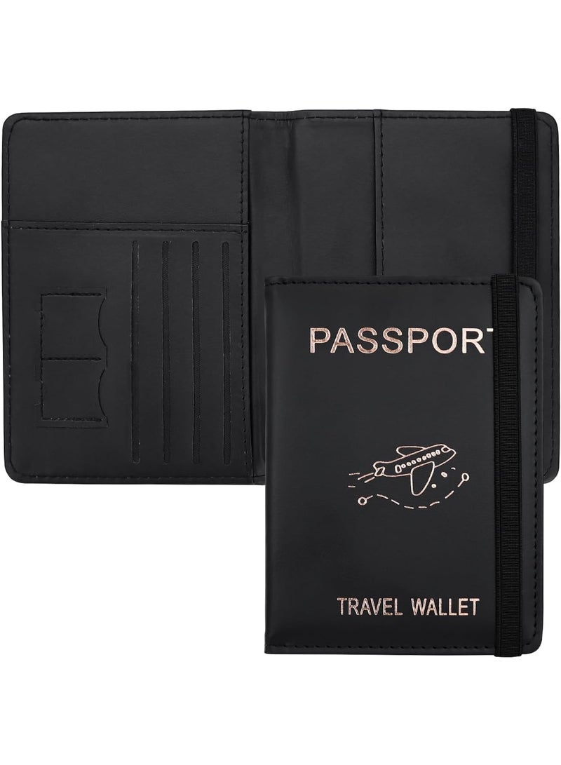 SYOSI PU Passport Holder, RFID Passport Wallet, Multi-Slot Travel Wallet with SIM Card Storage and Adjustable Strap, Lightweight Document Organizer for International Travel and Business Trips (Black) - Image 1