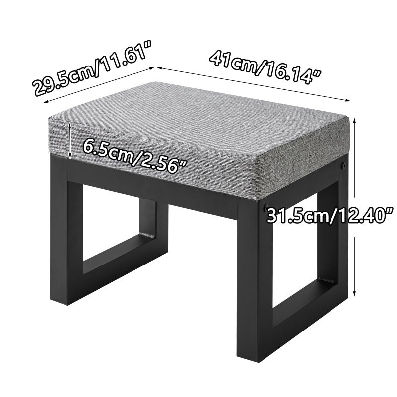 IBUYKE 16 Inch Small Foot Stool Ottoman, Rectangle Linen Foot Rest with Padded Seat and Metal Legs, Modern Ottoman Foot Rest for Living Room Bedroom Entryway Couch, Grey-Blue WBD001L - Image 3