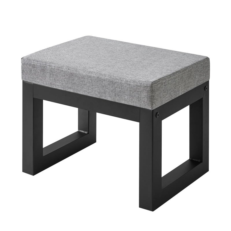 IBUYKE 16 Inch Small Foot Stool Ottoman, Rectangle Linen Foot Rest with Padded Seat and Metal Legs, Modern Ottoman Foot Rest for Living Room Bedroom Entryway Couch, Grey-Blue WBD001L - Image 1