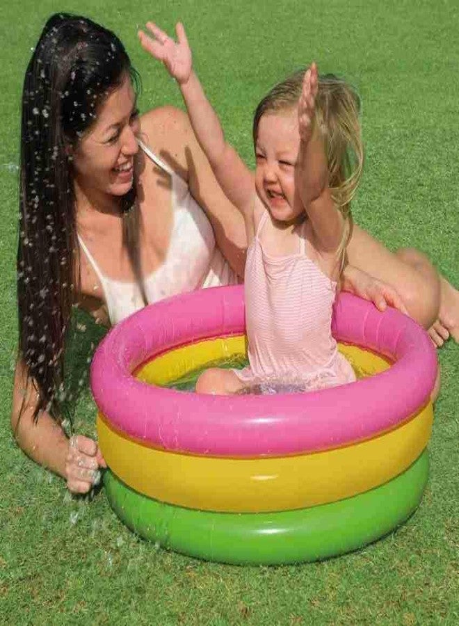 VWretails Round Baby Sunset Glow Pool with 3 Colourful Rings Inflatable Swimming Pool with Double Quick Air Pump,Baby Bath Tub Mini Water Pool |Perfect for Swimming,Bath and Water Fun - Image 3