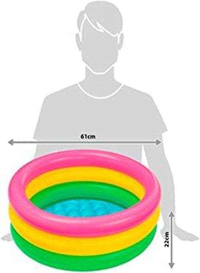 VWretails Round Baby Sunset Glow Pool with 3 Colourful Rings Inflatable Swimming Pool with Double Quick Air Pump,Baby Bath Tub Mini Water Pool |Perfect for Swimming,Bath and Water Fun - Image 4
