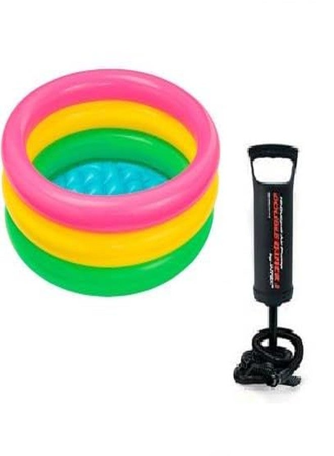 VWretails Round Baby Sunset Glow Pool with 3 Colourful Rings Inflatable Swimming Pool with Double Quick Air Pump,Baby Bath Tub Mini Water Pool |Perfect for Swimming,Bath and Water Fun - Image 1