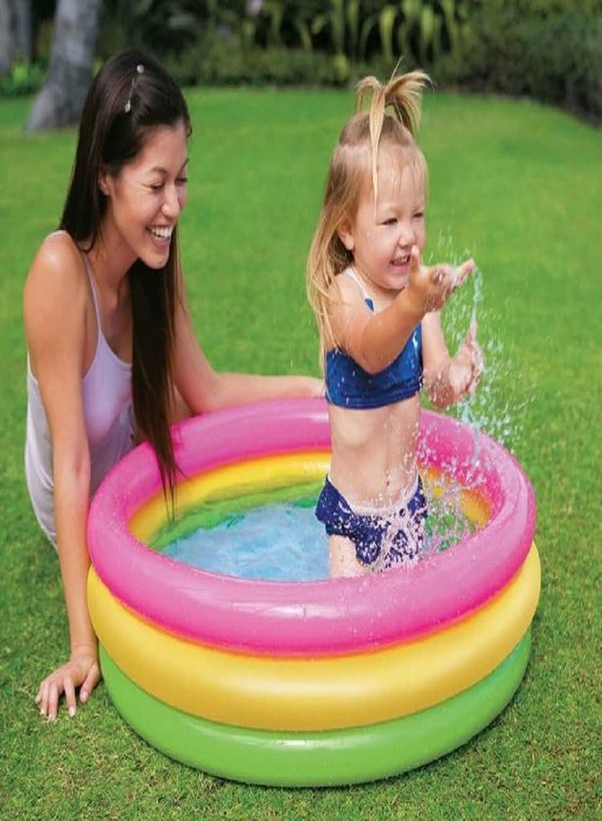 VWretails Round Baby Sunset Glow Pool with 3 Colourful Rings Inflatable Swimming Pool with Double Quick Air Pump,Baby Bath Tub Mini Water Pool |Perfect for Swimming,Bath and Water Fun - Image 5