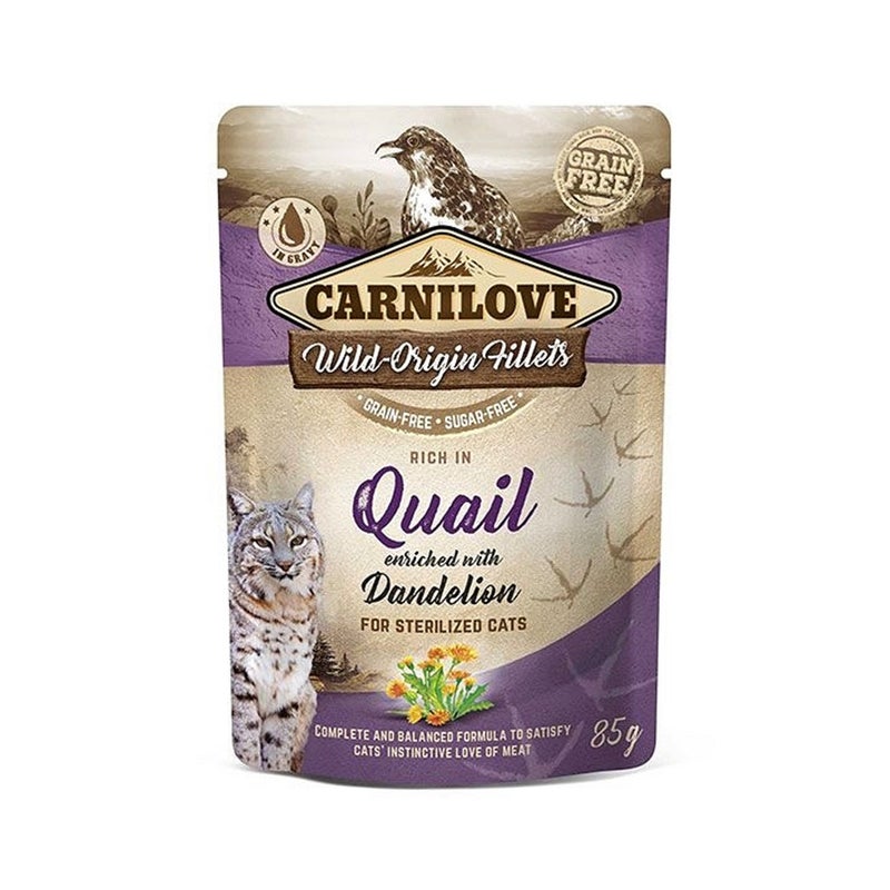 Carnilove Quail Enriched with Dandelion Cat Food Pouch - 85 g