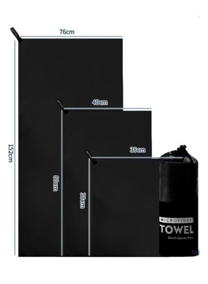 3 Pack Microfiber Travel Towels Set with Separate Buttons, Quick Dry Lightweight Gym & Beach Towels, Compact Camping Bath Sheet and Face Towels with Mesh Bag (38x38cm + 40x80cm + 76x152cm)