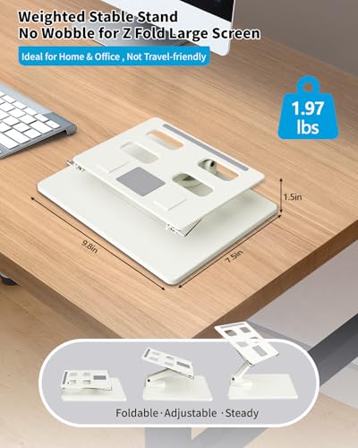 voppton Desk Stand and Bluetooth Keyboard Combo for Samsung Galaxy Z Fold 7/6/5/4/Z Trifold, 4 in 1 Set Include Mouse Pen, Adjustable Foldable Tablet Stand Holder Fits for 4.7"-13" Smartphones Tablet - Image 4