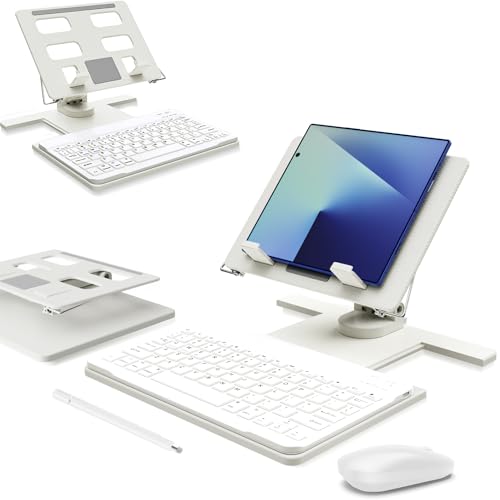 voppton Desk Stand and Bluetooth Keyboard Combo for Samsung Galaxy Z Fold 7/6/5/4/Z Trifold, 4 in 1 Set Include Mouse Pen, Adjustable Foldable Tablet Stand Holder Fits for 4.7"-13" Smartphones Tablet - Image 1