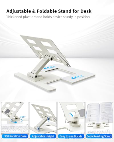 voppton Desk Stand and Bluetooth Keyboard Combo for Samsung Galaxy Z Fold 7/6/5/4/Z Trifold, 4 in 1 Set Include Mouse Pen, Adjustable Foldable Tablet Stand Holder Fits for 4.7"-13" Smartphones Tablet - Image 5