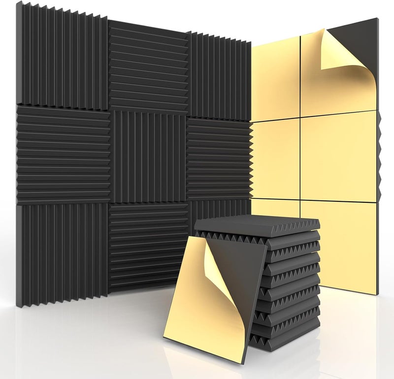 AUSLET 18 Pack Acoustic Foam Panels, Sound Proofing Wedge Shape, Acoustic Panels Made of Foam Soundproof Panels, 30 x 30 x 2.5 cm, Sound Absorbing Panels for Home Studio, Gaming Room - Image 1